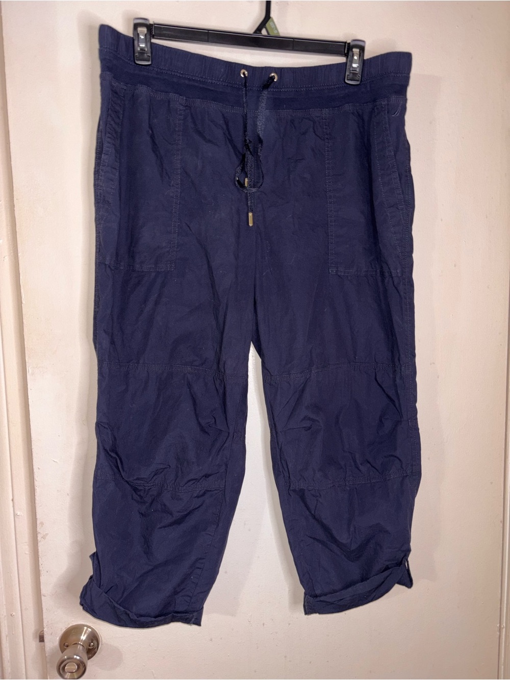 Nautica womenโs Navy Drawstring Cargo Capris